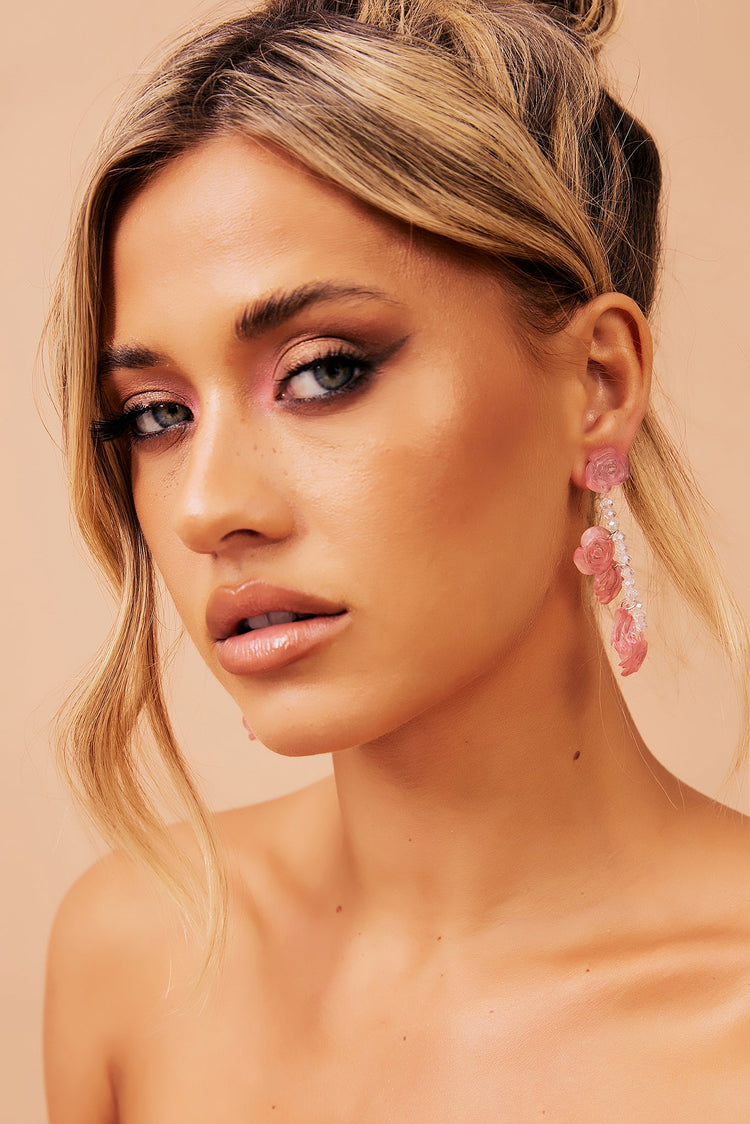 Big Rose Earrings - Pink for women