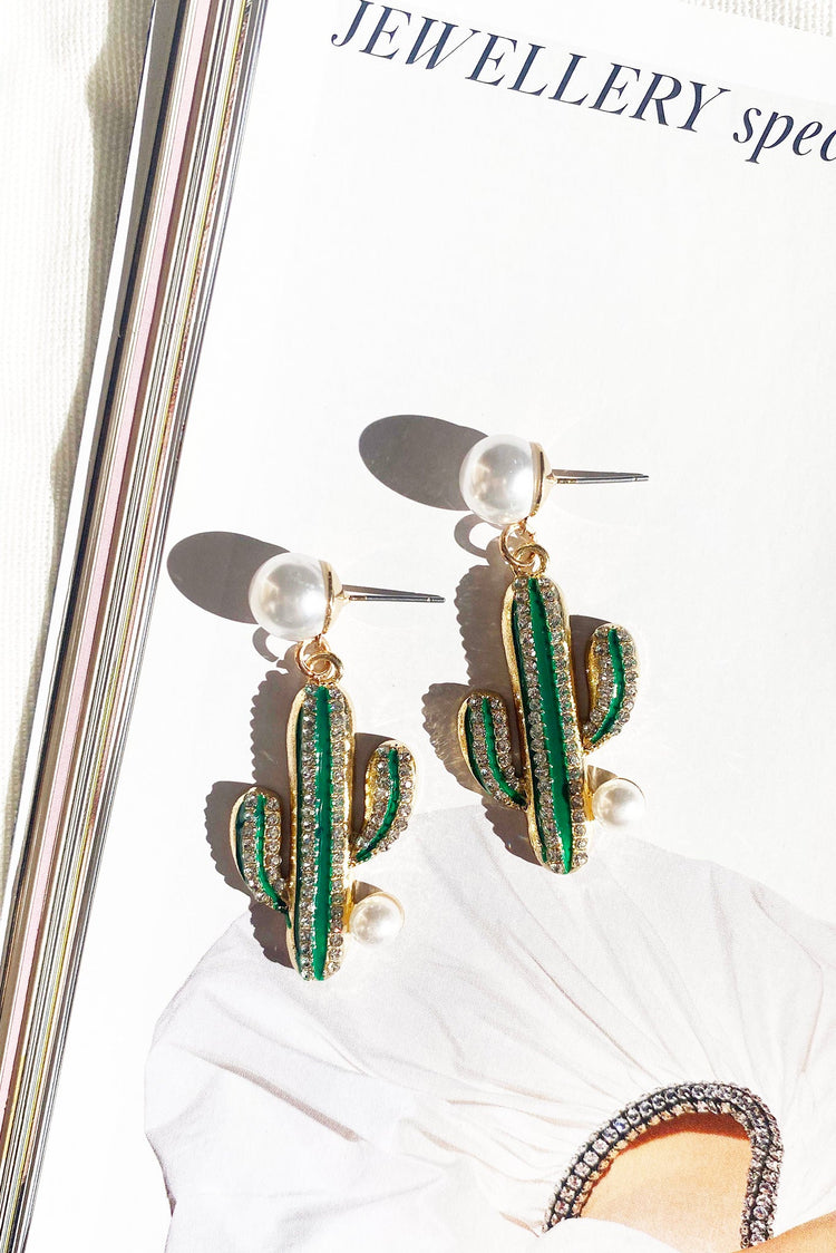 Cactus Club Earrings - Green for women