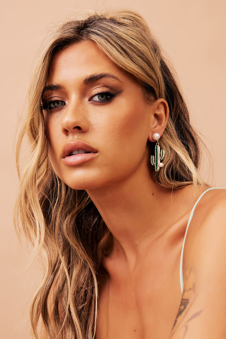 Cactus Club Earrings - Green for women