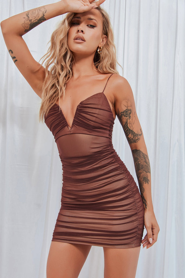 Call Up Mini Dress - Chocolate for women
