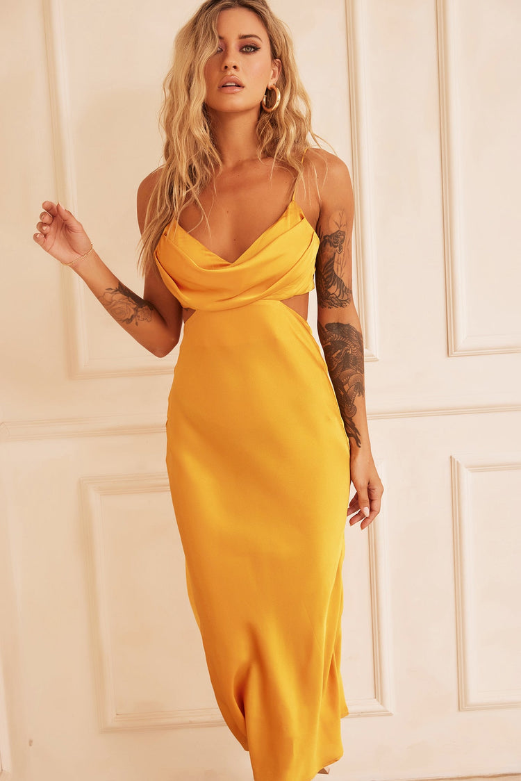 Delta Midi Dress - Mustard for women