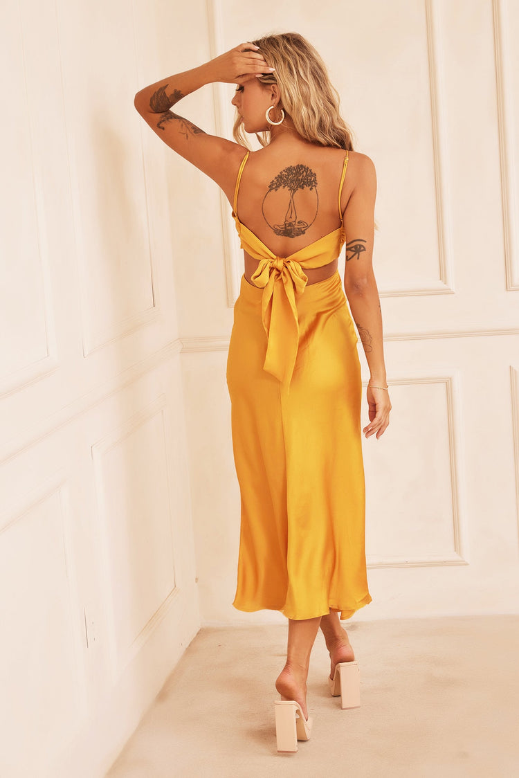 Delta Midi Dress - Mustard for women