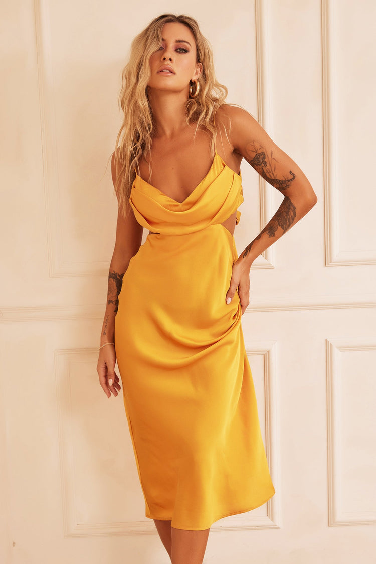 Delta Midi Dress - Mustard for women