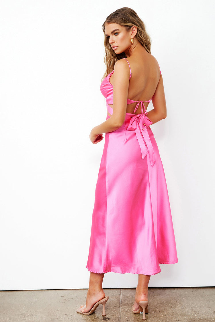 Divine Intervention Midi Dress - Hot Pink for women
