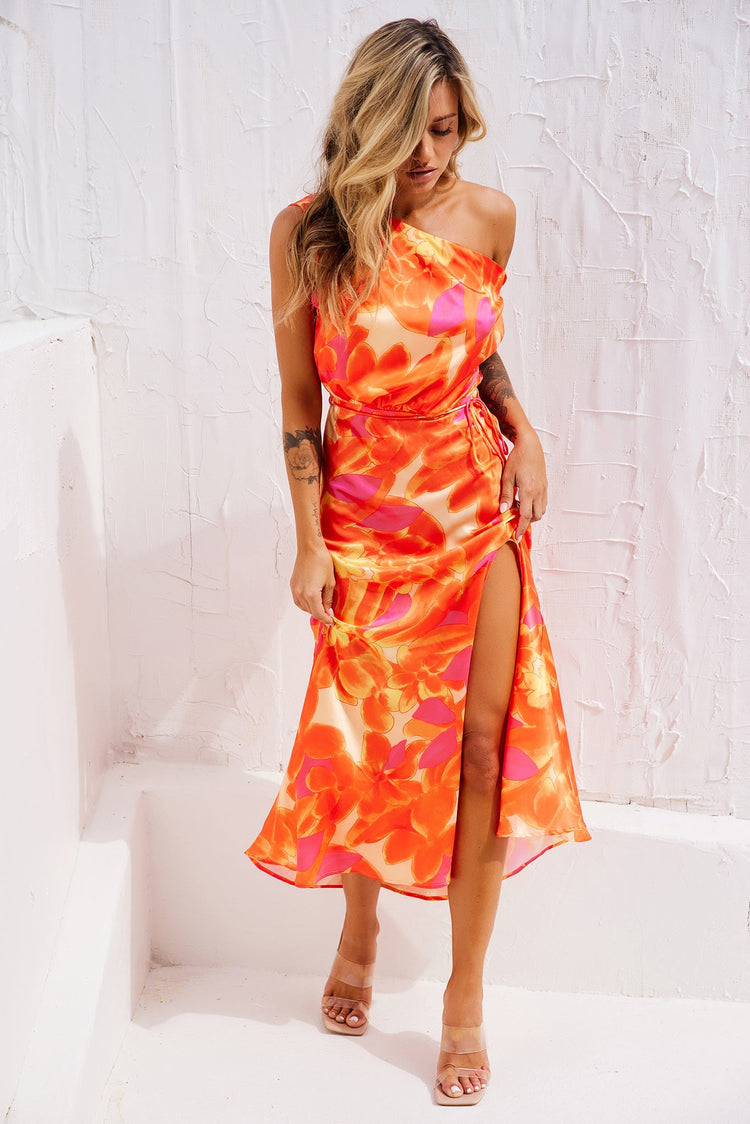 Drive By Midi Dress - Tangerine for women