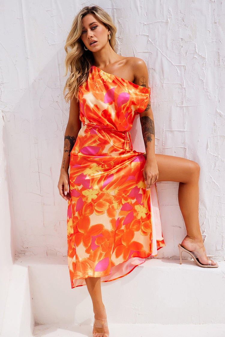 Drive By Midi Dress - Tangerine for women