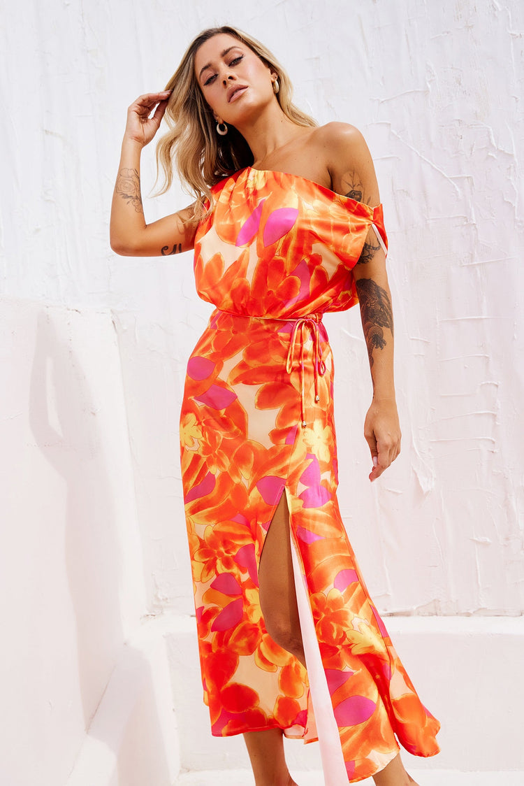 Drive By Midi Dress - Tangerine for women