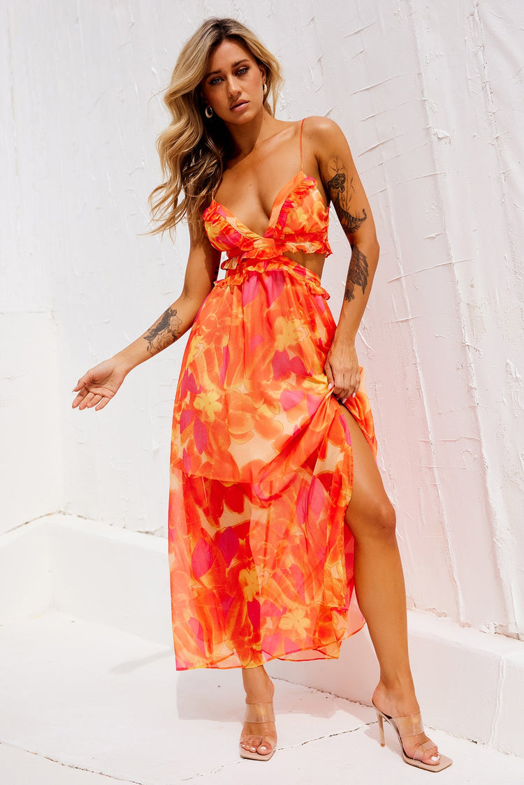 Early Sunset Maxi Dress - Tangerine for women