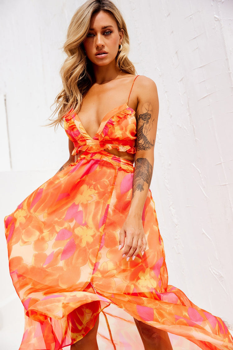 Early Sunset Maxi Dress - Tangerine for women