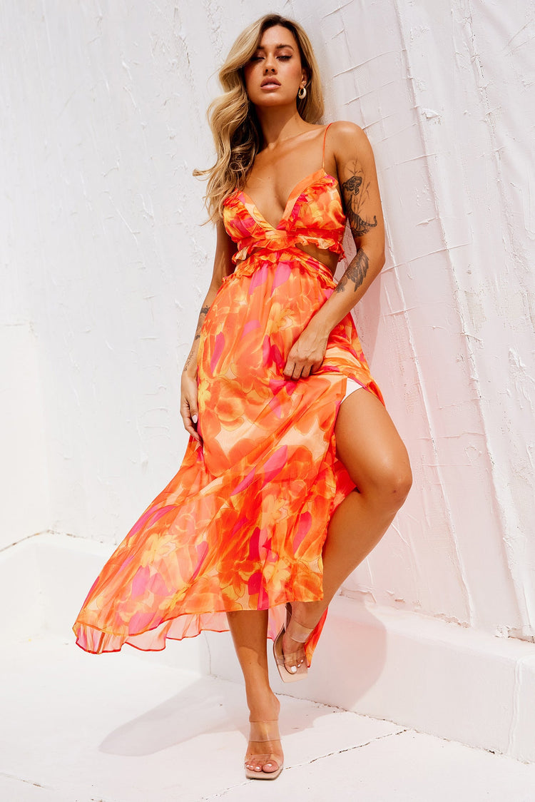 Early Sunset Maxi Dress - Tangerine for women