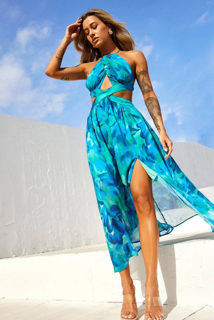 Havana Bloom Maxi Dress - Blue Multi for women
