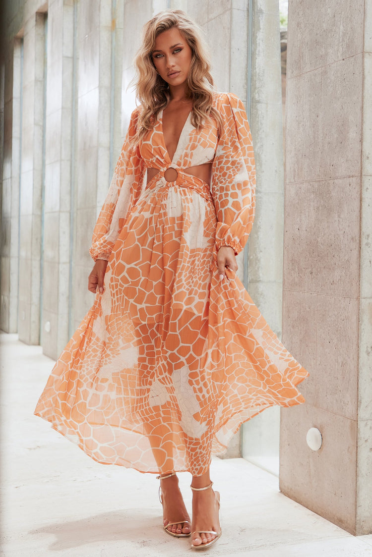 Here & There Maxi Dress - Orange for women
