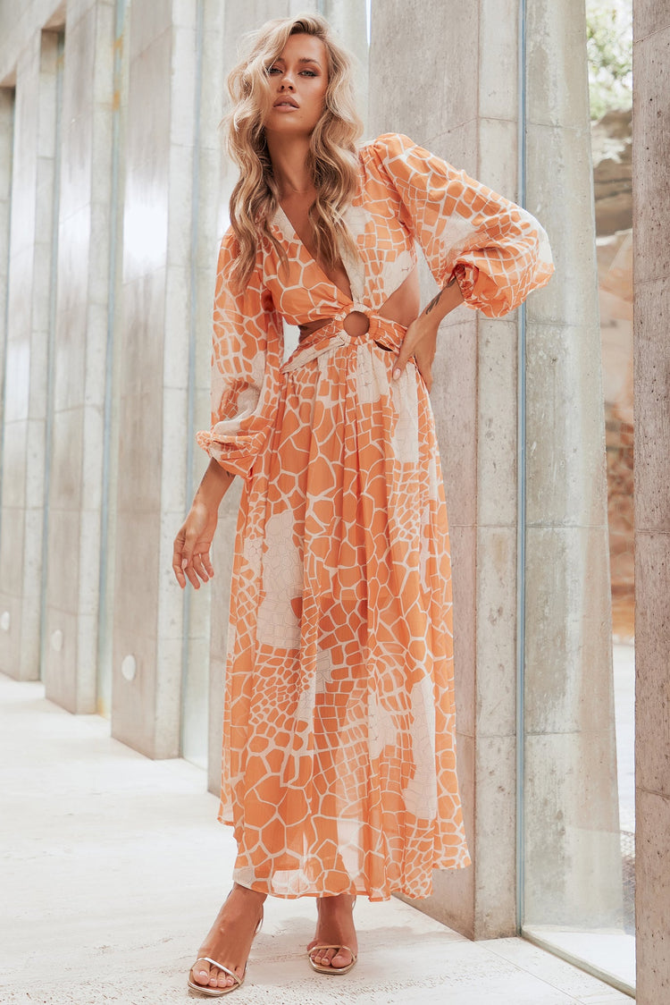 Here & There Maxi Dress - Orange for women