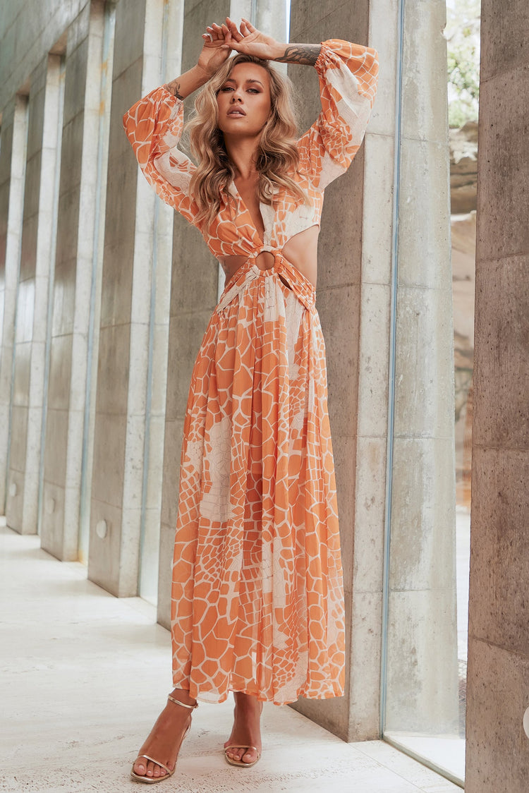 Here & There Maxi Dress - Orange for women