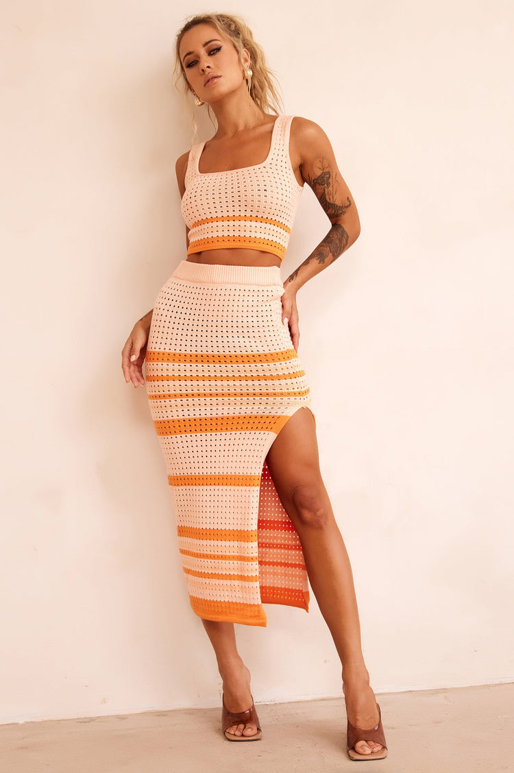 In The Groove Midi Skirt - Orange for women
