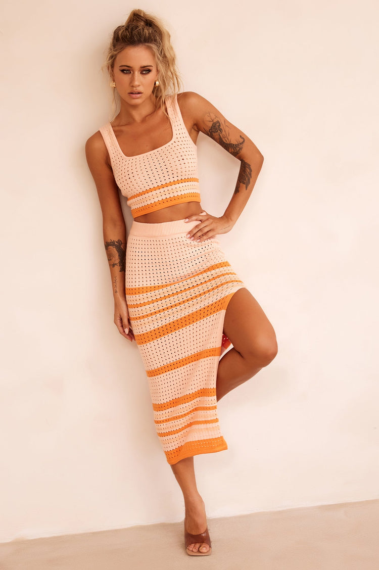 In The Groove Midi Skirt - Orange for women