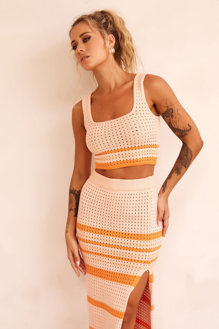 In The Groove Midi Skirt - Orange for women
