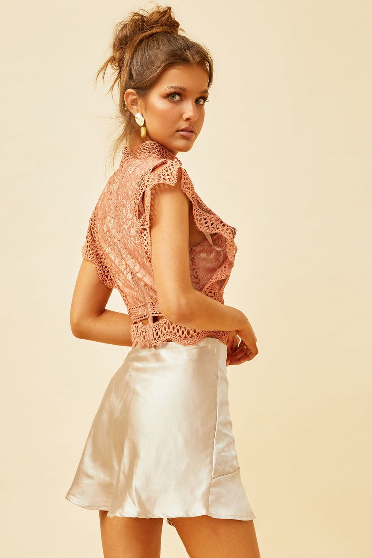 It's Only Fair Satin Skirt - Champagne for women