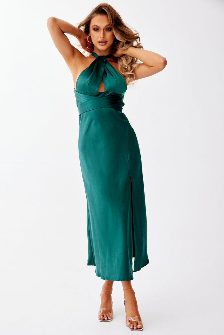 Mercedes Midi Dress - Forest Green for women
