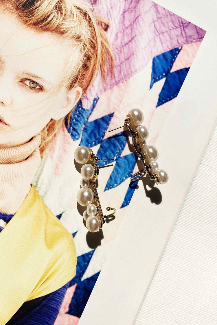 Moon Song Ear Studs - White Gold for women