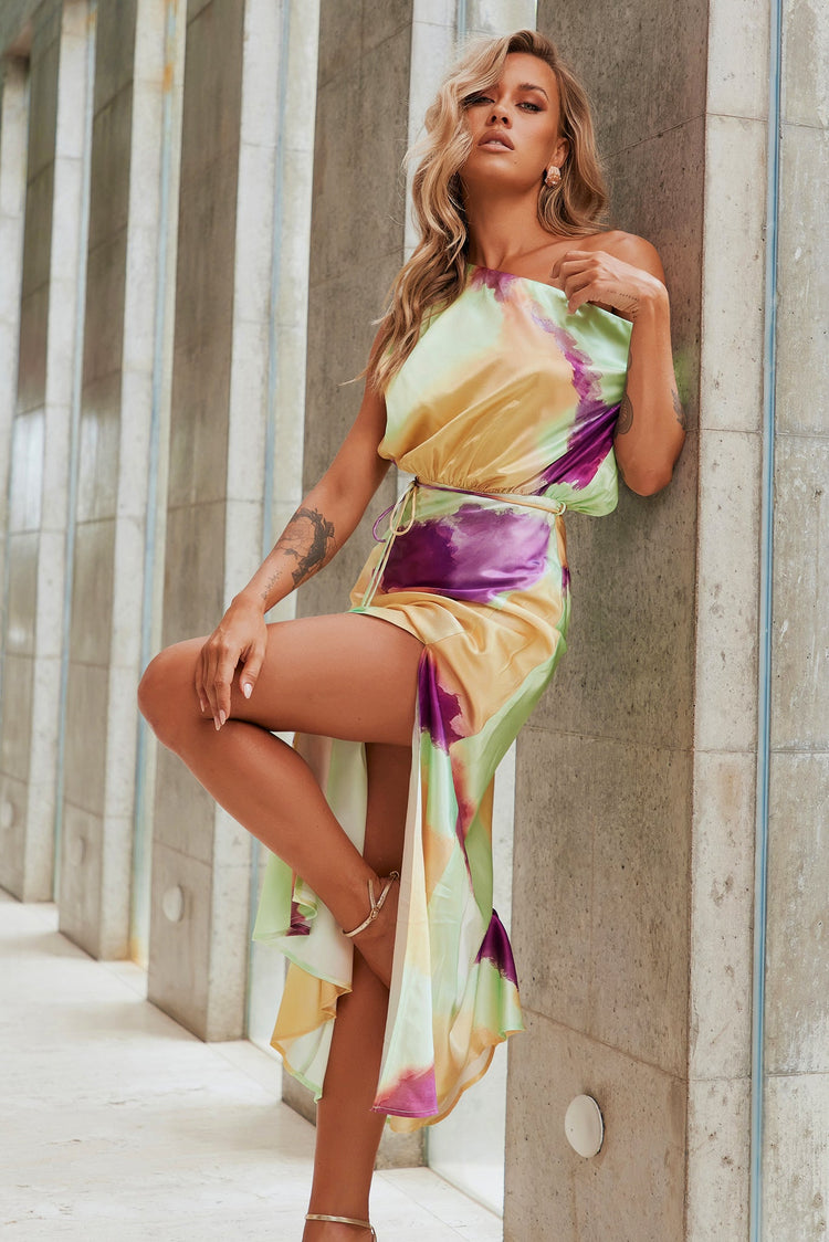 Rue Midi Dress - Yellow Multi for women