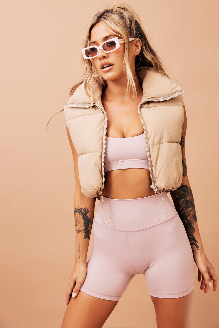 Running Around Puff Vest - Beige for women