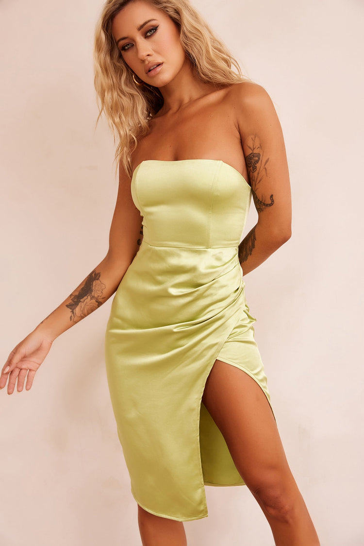 Soft Ballad Midi Dress - Lime for women