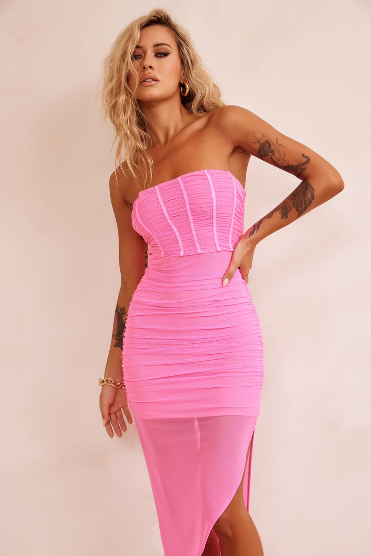 Soho Midi Dress - Neon Pink for women