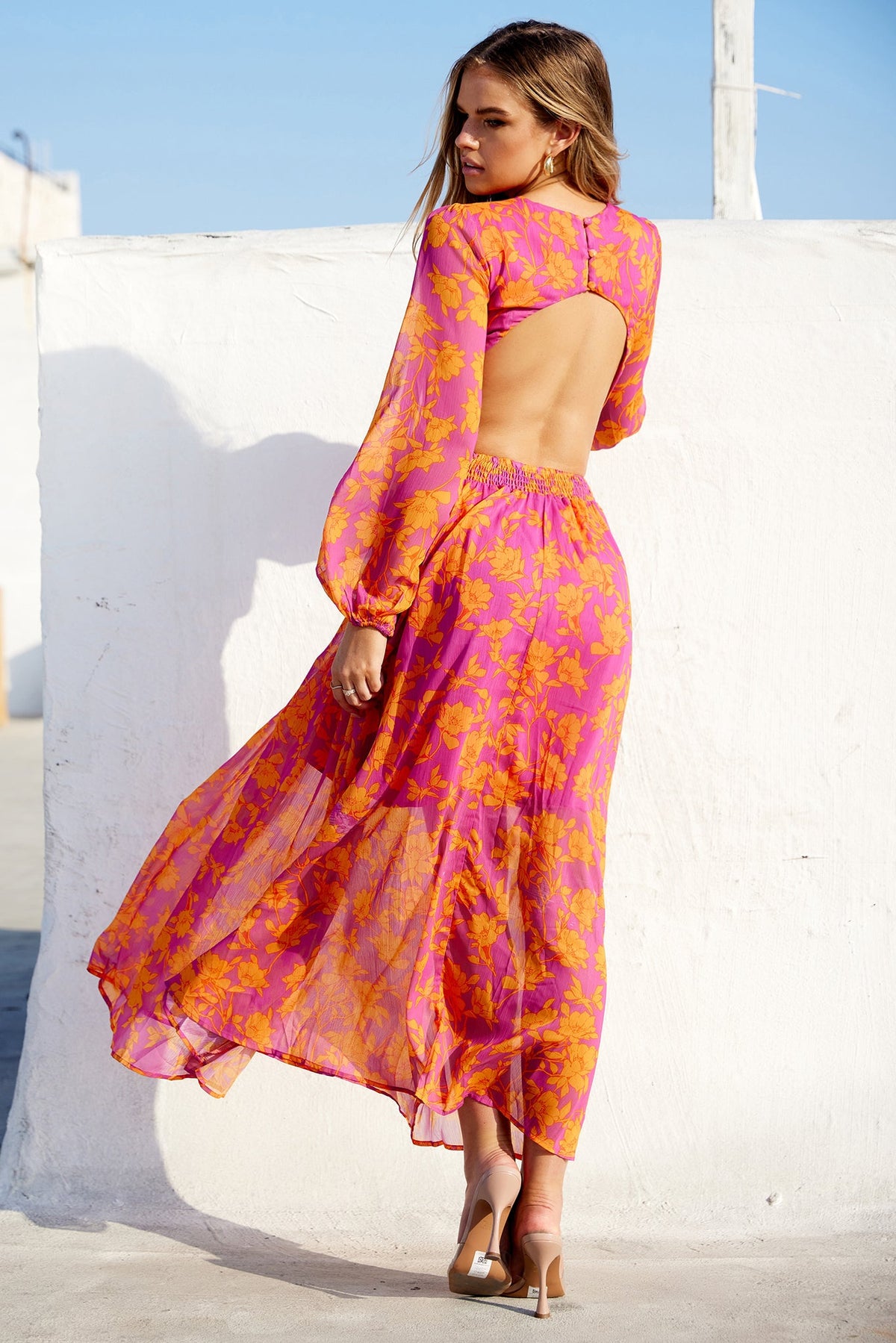 Swift Maxi Dress - Pink Orange - Stylish DRESSES