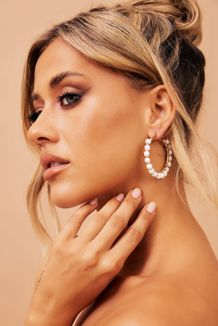 Tuscany Sun Ear Hoops - White for women